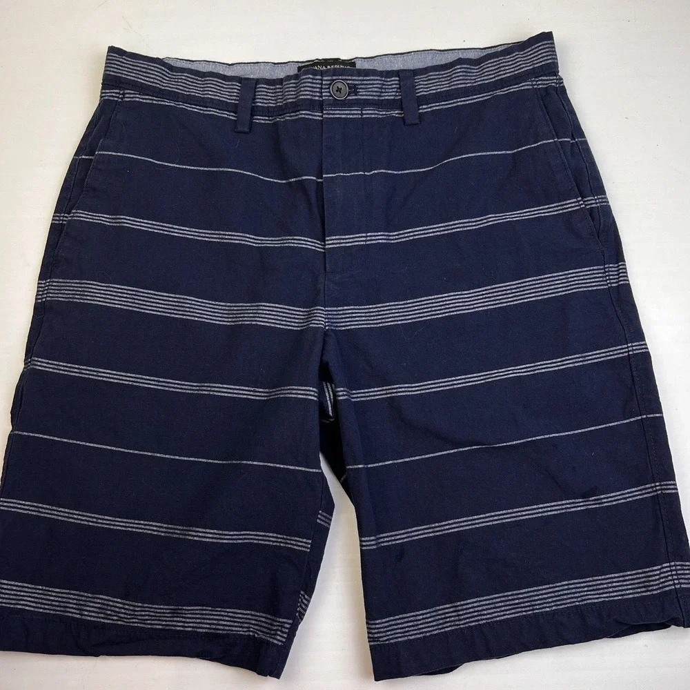 Banana Republic Emerson Short Men's 33 Black Stripe Preppy Bermuda Travel